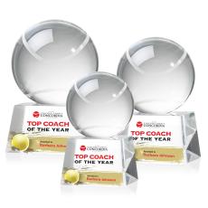 Tennis Ball Full Color Globe on Small Crystal Trophy - Tennis Trophies