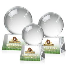 Baseball Full Color Globe on Small Crystal Trophy - Custom Trophies