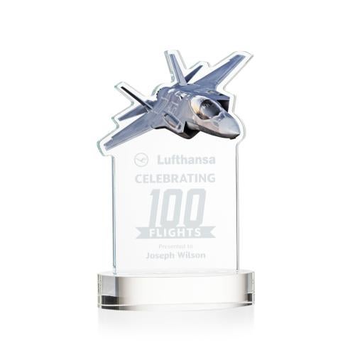 Awards and Plaques - Crystal Trophies - Top Gun on Alberton Base Clear Unique Crystal Trophy