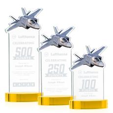 Top Gun on Alberton Base Gold Unique Crystal Trophy - Crystal Trophies