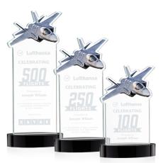 Top Gun on Alberton Base Black Unique Crystal Trophy - Crystal Trophies