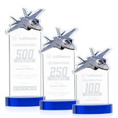 Top Gun on Alberton Base Blue Unique Crystal Trophy - Crystal Trophies