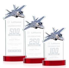 Top Gun on Alberton Base Red Unique Crystal Trophy - Crystal Trophies