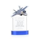 Top Gun on Alberton Base Sky Blue Unique Crystal Trophy