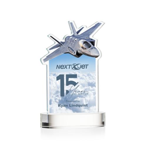 Awards and Plaques - Crystal Trophies - Top Gun Full Color on Alberton Base Clear Unique Crystal Trophy