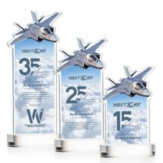 Top Gun Full Color on Alberton Base Clear Unique Crystal Trophy - Crystal Trophies