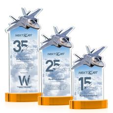 Top Gun Full Color on Alberton Base Amber Unique Crystal Trophy - Crystal Trophies