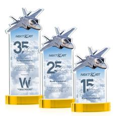 Top Gun Full Color on Alberton Base Gold Unique Crystal Trophy - Crystal Trophies