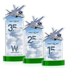Top Gun Full Color on Alberton Base Green Unique Crystal Trophy - Custom Trophies