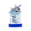 Top Gun Full Color on Alberton Base Blue Unique Crystal Trophy