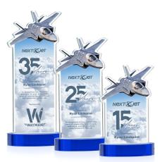 Top Gun Full Color on Alberton Base Blue Unique Crystal Trophy - Custom Trophies