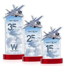 Top Gun Full Color on Alberton Base Red Unique Crystal Trophy - Crystal Trophies