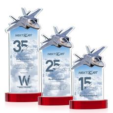 Top Gun Full Color on Alberton Base Red Unique Crystal Trophy - Custom Trophies