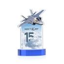 Top Gun Full Color on Alberton Base Sky Blue Unique Crystal Trophy