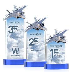Top Gun Full Color on Alberton Base Sky Blue Unique Crystal Trophy - Custom Trophies
