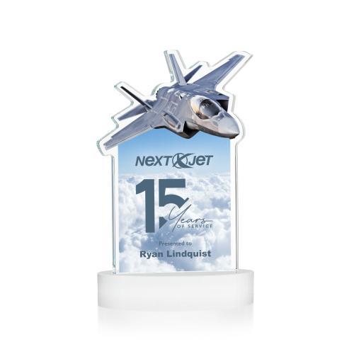 Awards and Plaques - Crystal Trophies - Top Gun Full Color on Alberton Base Fagan Unique Crystal Trophy