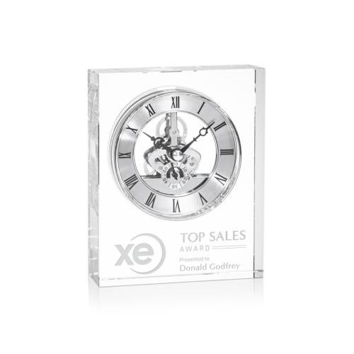 Awards and Plaques - Crystal Trophies - Crystal Clocks - Ashland Clock - Silver Dial