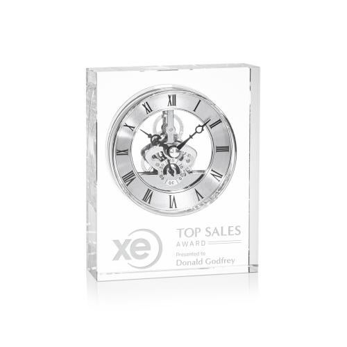 Awards and Plaques - Crystal Trophies - Crystal Clocks - Ashland Clock - Silver Dial