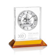 Ashland Clock on Base - Silver Dial - Crystal Clocks
