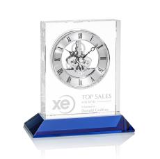 Ashland Clock on Base - Silver Dial - Crystal Clocks