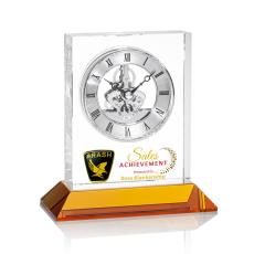Ashland Full Color Clock on Base - Silver Dial - Crystal Clocks