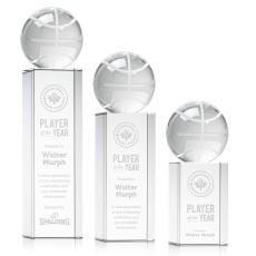 Basketball Globe on Yoder Base Crystal Trophy - Basketball Trophies
