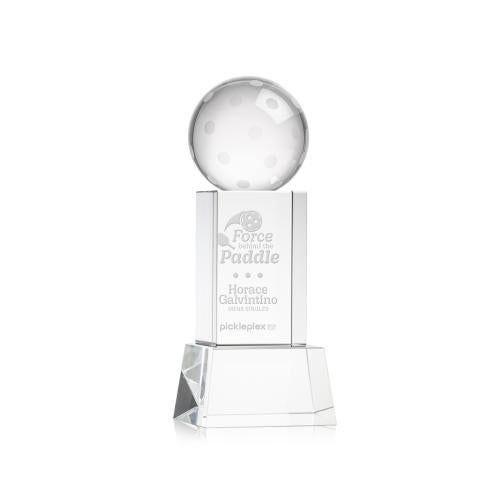 Awards and Plaques - Crystal Trophies - Pickleball on Belcroft Base Clear Globe Crystal Trophy