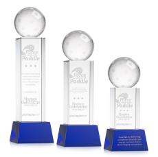 Pickleball on Belcroft Base Blue Globe Crystal Trophy - Pickleball Trophies