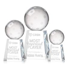 Pickleball Globe on Medium Base Crystal Trophy - Pickleball Trophies