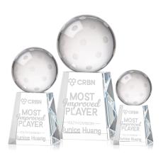 Pickleball Globe on Medium Base Crystal Trophy - Crystal Globe Awards