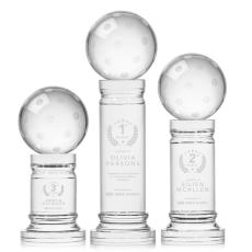 Pickleball Globe on Pedestal Base Crystal Trophy - Pickleball Trophies