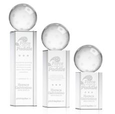 Pickleball Globe on Yoder Base Crystal Trophy - Pickleball Trophies