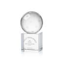 Pickleball Globe on Square Base Crystal Trophy