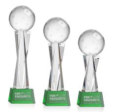 Pickleball on Saldana Base Green Globe Crystal Trophy - Pickleball Trophies