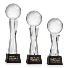 Pickleball on Saldana Base Black Globe Crystal Trophy - Pickleball Trophies