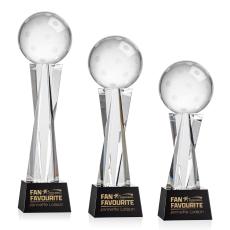 Pickleball on Saldana Base Black Globe Crystal Trophy - Pickleball Trophies