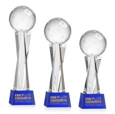 Pickleball on Saldana Base Blue Globe Crystal Trophy - Pickleball Trophies