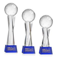 Pickleball on Saldana Base Blue Globe Crystal Trophy - Pickleball Trophies