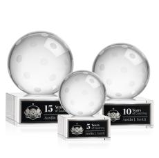 Pickleball Globe on Plated Base Crystal Trophy - Pickleball Trophies