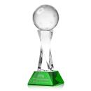 Pickleball on Spirale Spire Base Green Globe Crystal Trophy