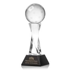Pickleball on Spirale Spire Base Black Globe Crystal Trophy - Pickleball Trophies