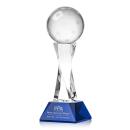 Pickleball on Spirale Spire Base Blue Globe Crystal Trophy