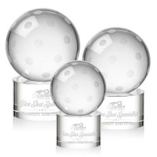 Pickleball Globe on Round Base Crystal Trophy - Crystal Trophies