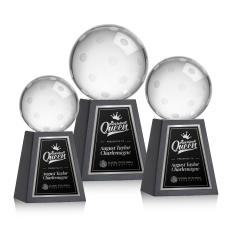 Pickleball Globe on Tall Marble Base Crystal Trophy - Crystal Trophies