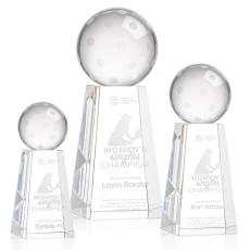 Pickleball Globe on Tall Base Crystal Trophy - Pickleball Trophies