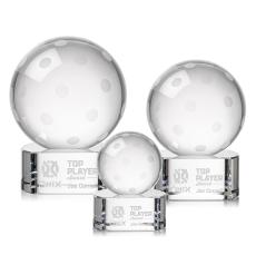 Pickleball Globe on Half Round Base Crystal Trophy - Pickleball Trophies