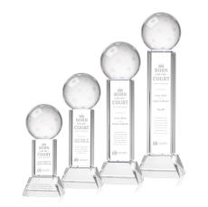 Pickleball on Tower Base Clear Globe Crystal Trophy - Pickleball Trophies