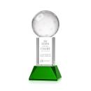 Pickleball on Tower Base Green Globe Crystal Trophy