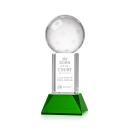 Pickleball on Tower Base Green Globe Crystal Trophy
