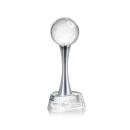 Pickleball Globe on Metal Pedestal Base Crystal Trophy